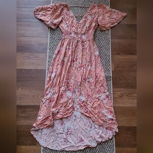 Floral Pink Maxi Dress Medium